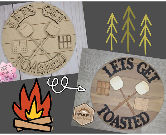 Lets Get Toasted | Yard Sign | Camping Crafts | Outdoors | DIY Craft Kits | Paint Party Supplies | #2581