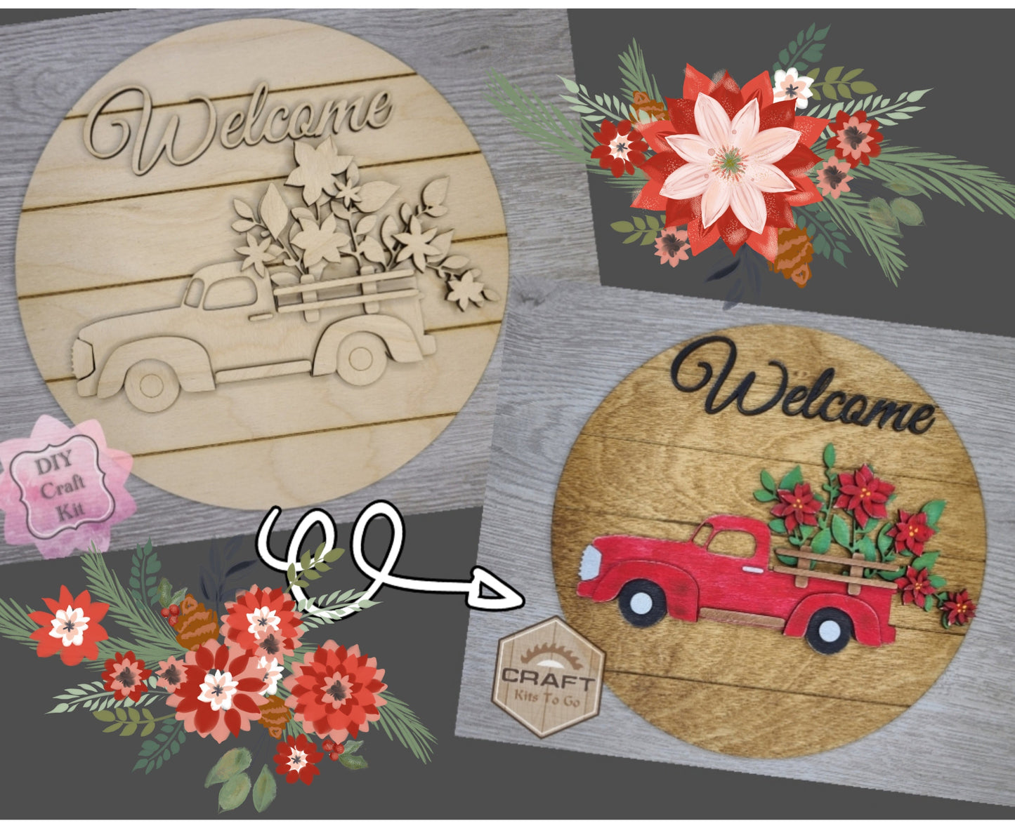 Christmas Poinsettia Truck | #3392