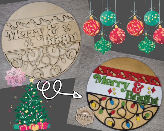 Merry & Bright Christmas Sign | #3723