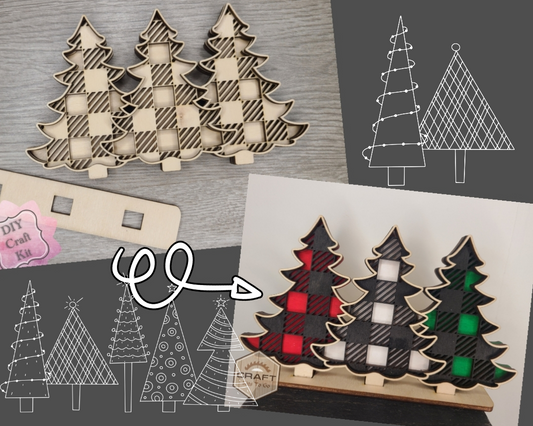 Christmas Plaid Trees Shelf Sitter | #3833