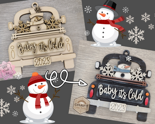 Snowman Truck Ornament | #3943