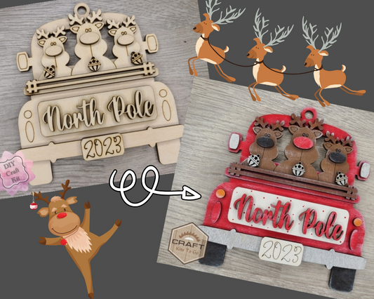 Reindeer Truck Ornament | #3902