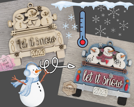 Snowman Truck Ornament | #3928