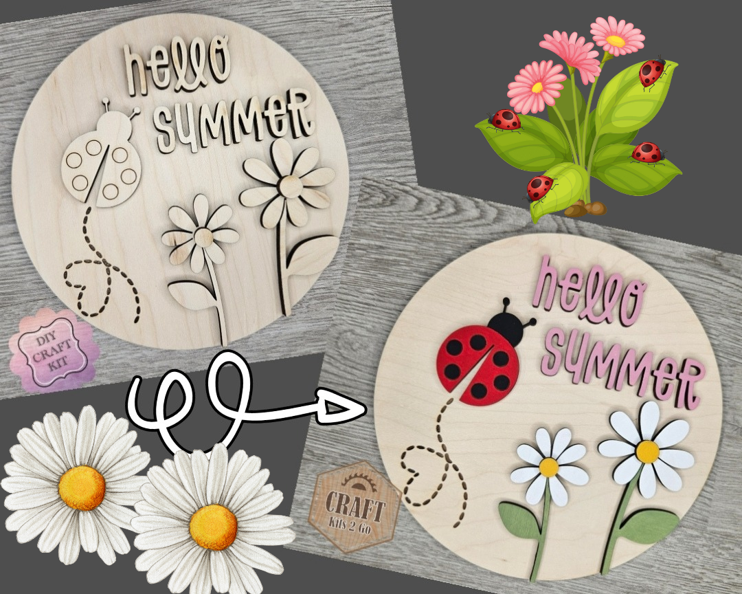 Hello Summer Lady bug Sign | #4246