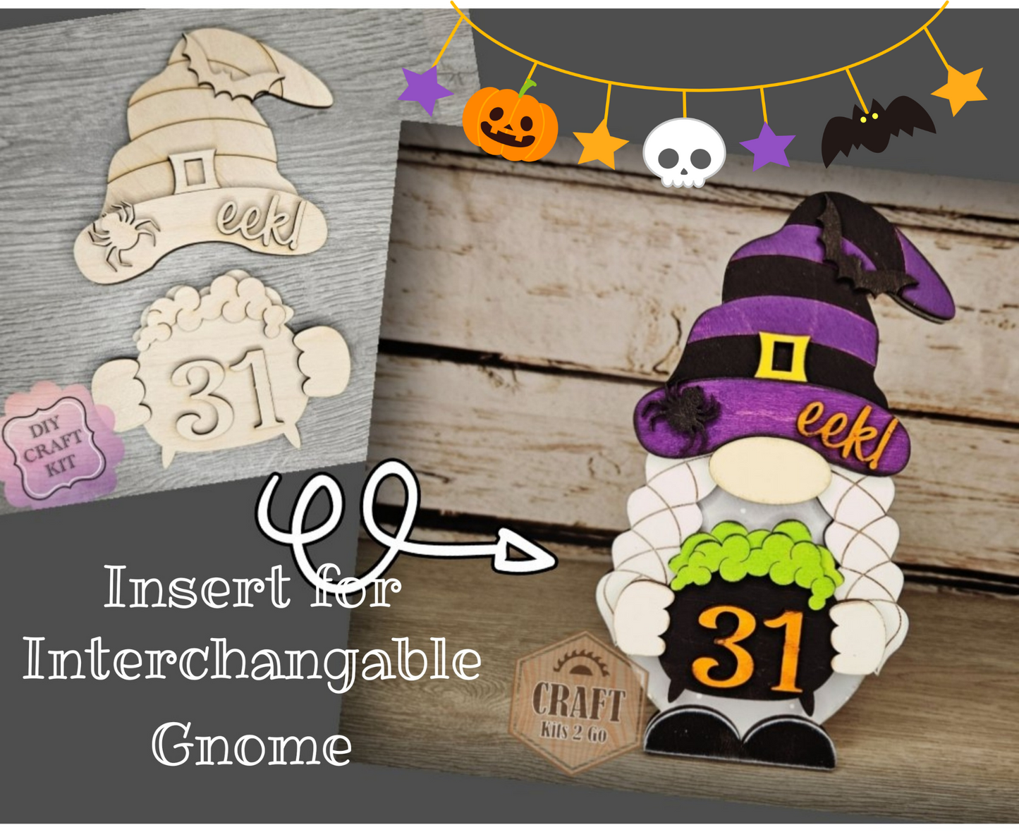 Interchangeable GIRL Gnome | HALLOWEEN TOPPER | #200002-9