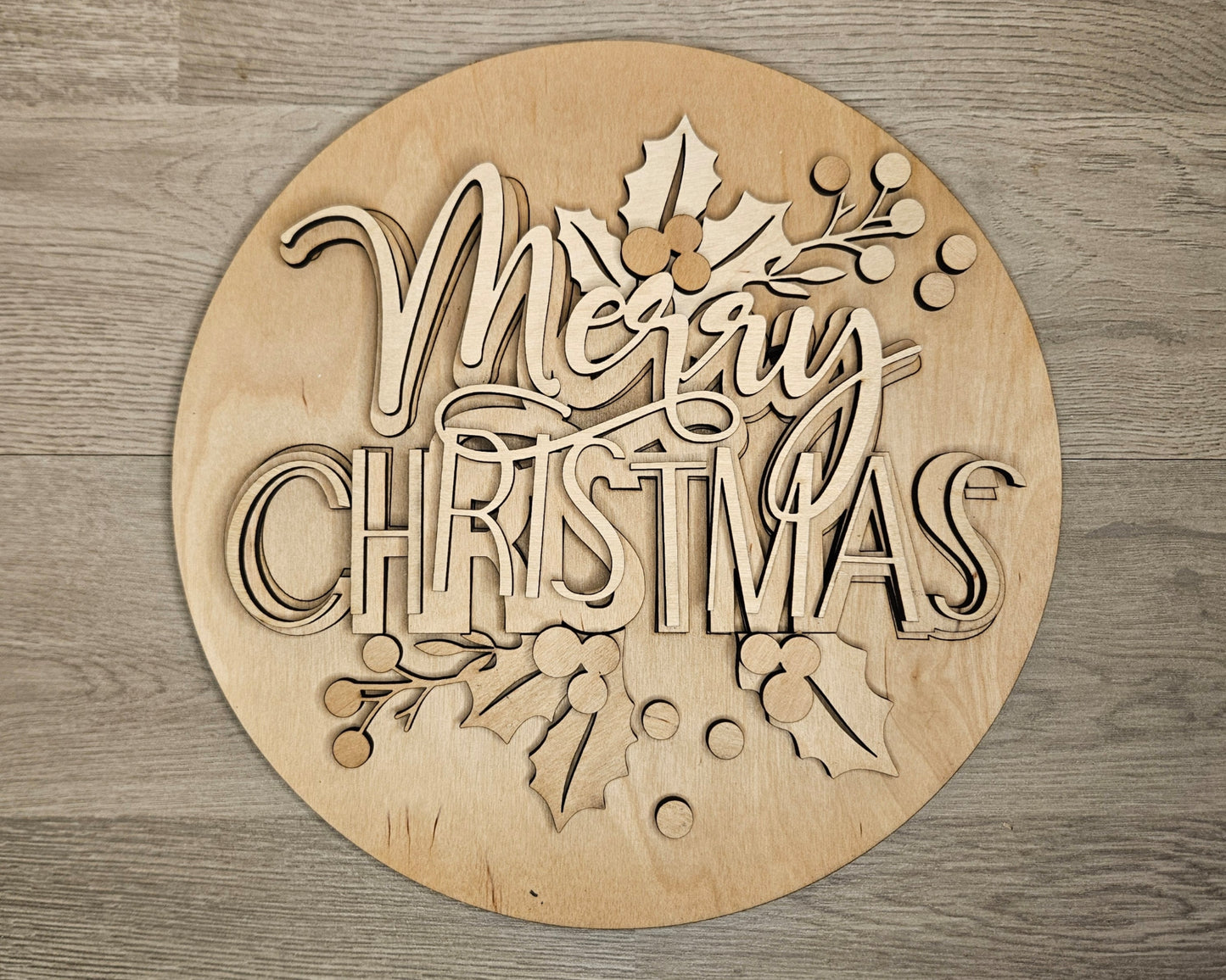 Merry Christmas Holly Sign | #4630