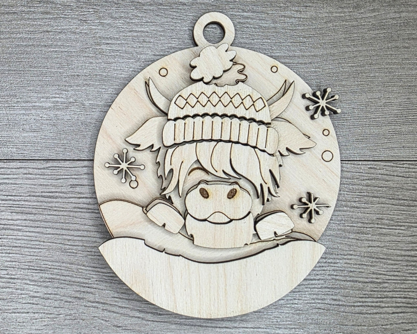 Winter Highland Cow Ornament | #5017