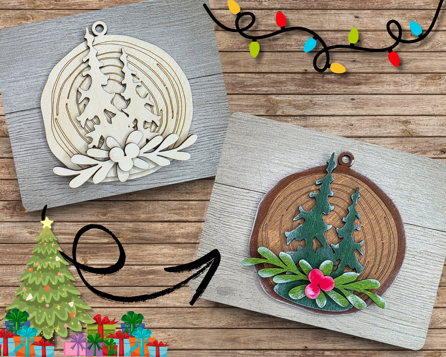 Christmas Winter Trees Ornament | #5042