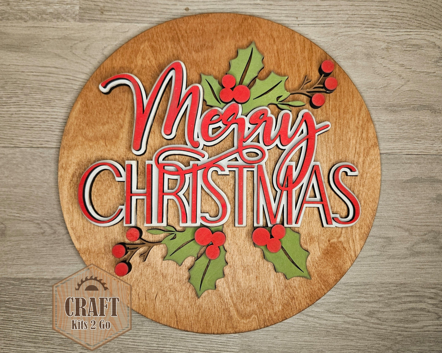 Merry Christmas Holly Sign | #4630