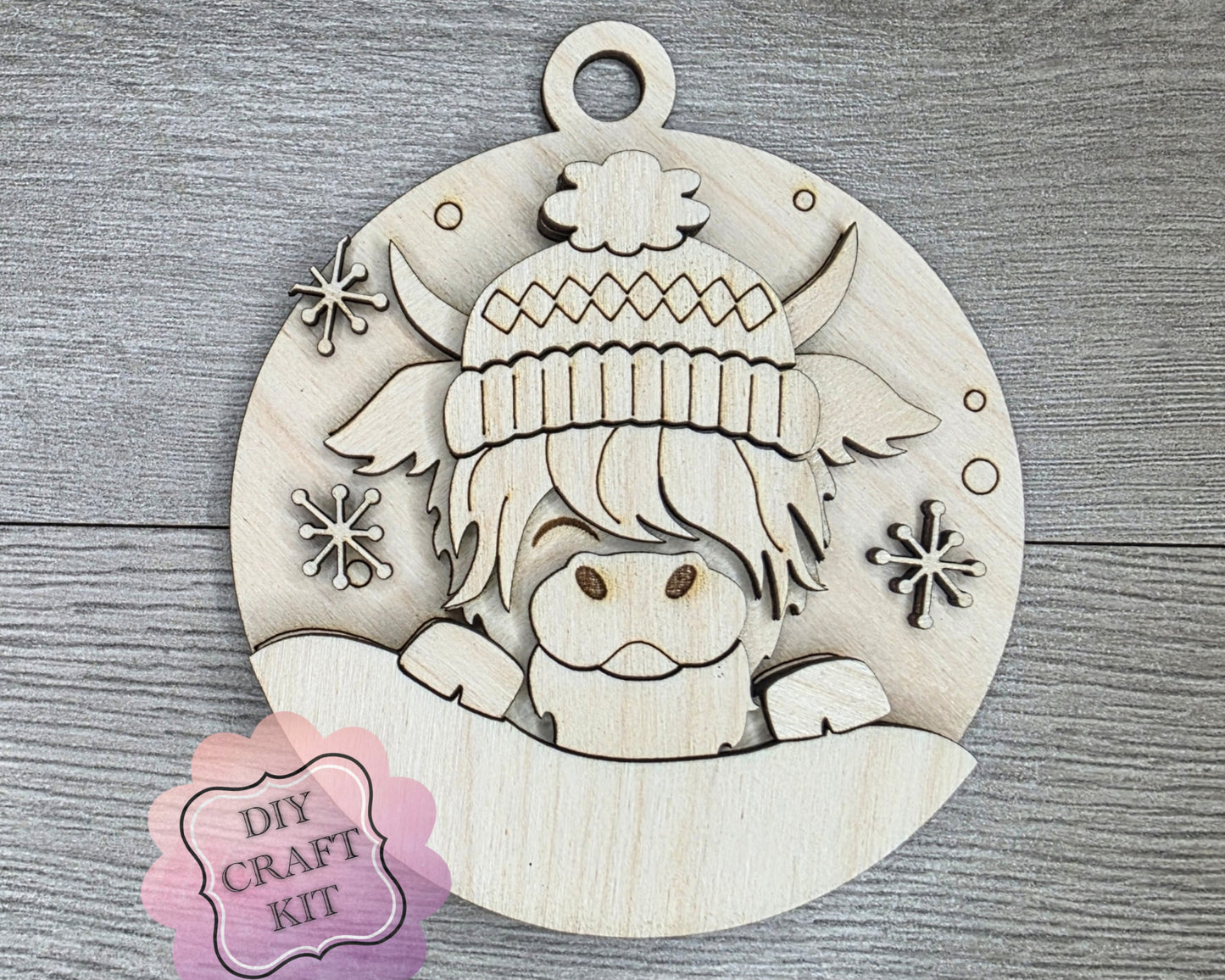 Winter Highland Cow Ornament | #5017