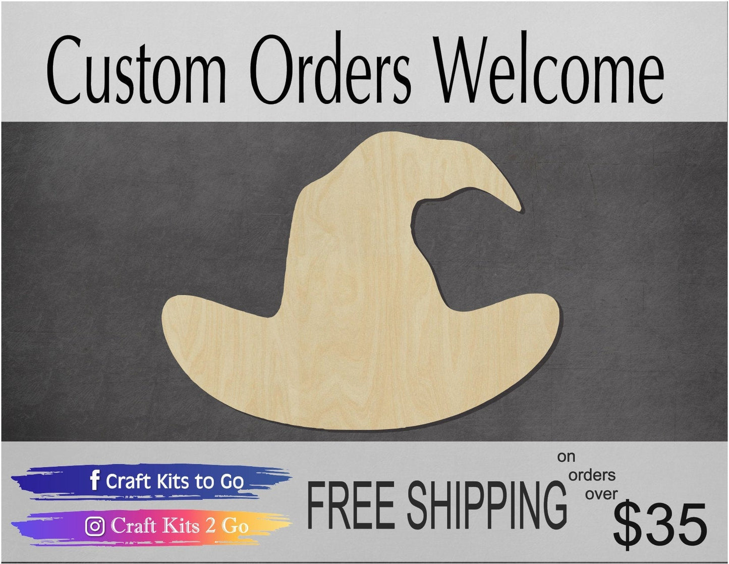Witch Hat Wood Cutout #1032 - Multiple Sizes Available - Unfinished Wood Cutout Shapes