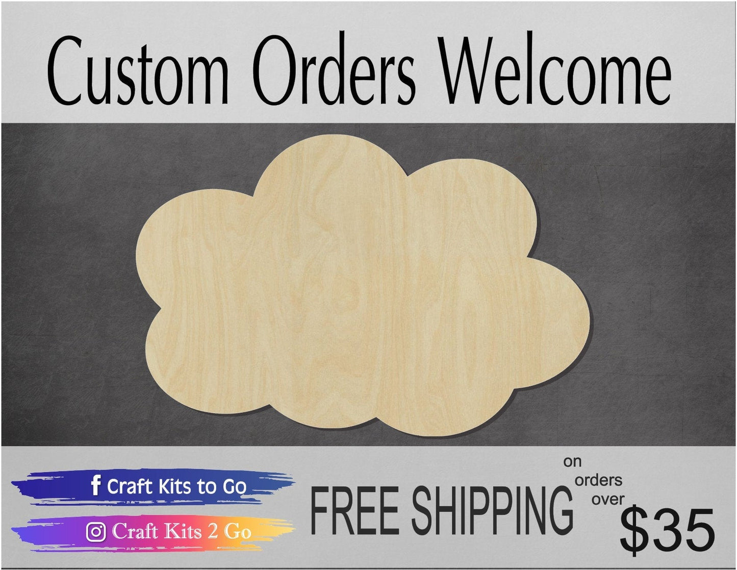 Fluffy Cloud Blank Cloud Cutout #1054 - Multiple Sizes Available - Unfinished Wood Cutout Shapes
