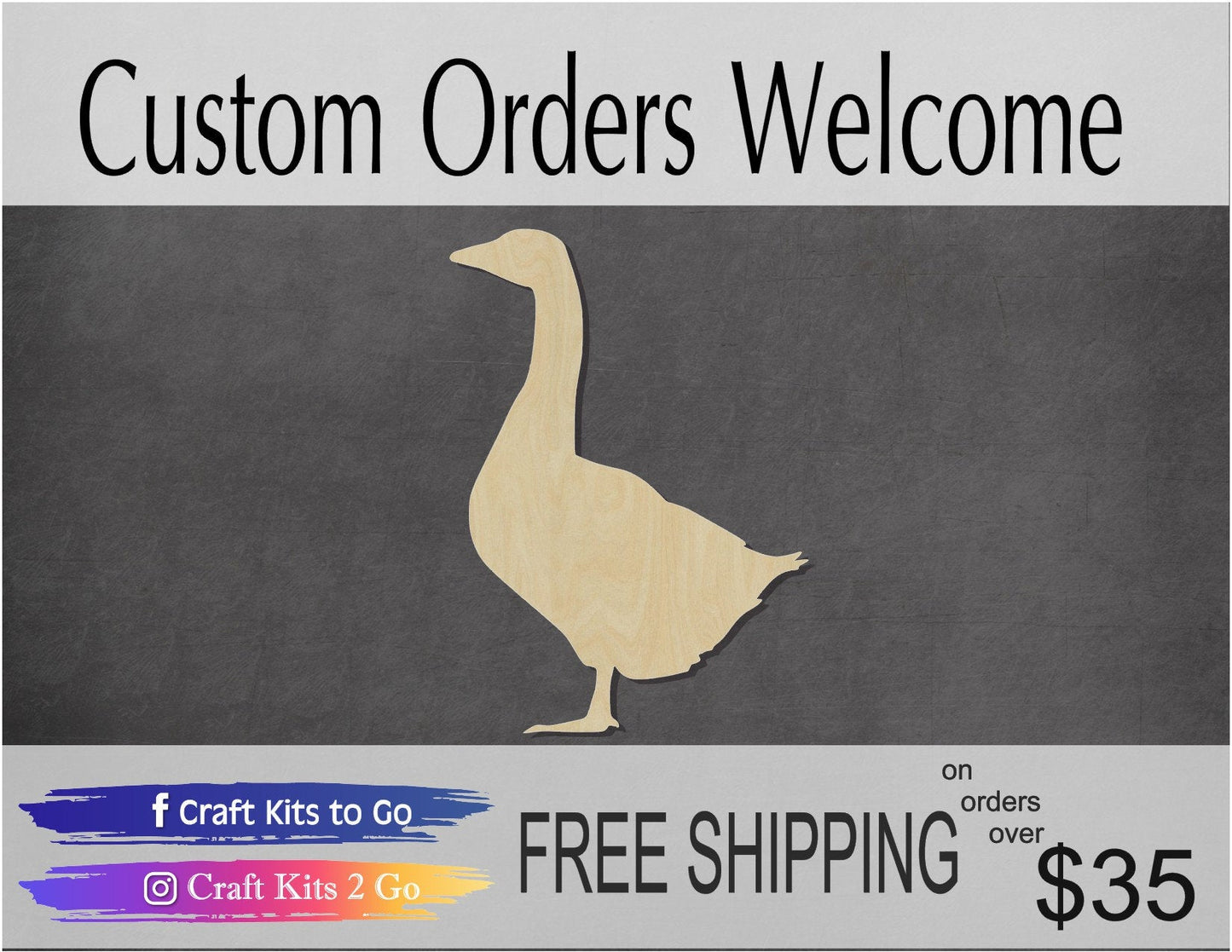 Goose Cutout Goose Blank Farm #1065 - Multiple Sizes Available - Unfinished Wood Cutout Shapes