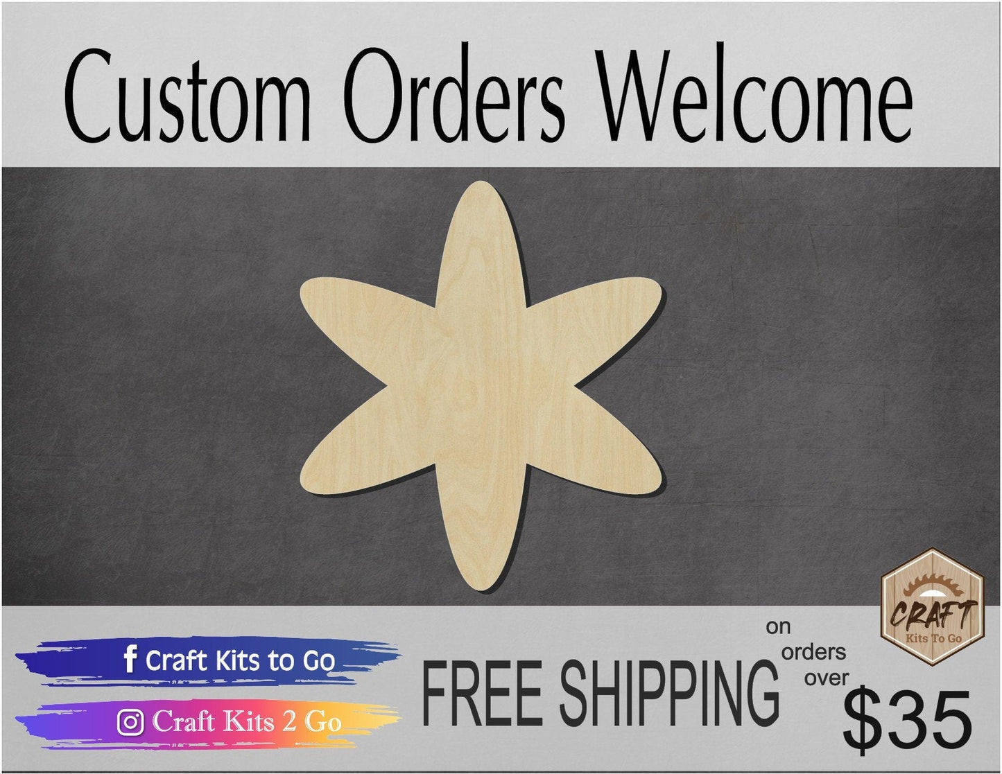Asterisk Wood Cutout Blank Symbol #1168 - Multiple Sizes Available - Unfinished Wood Cutout Shapes