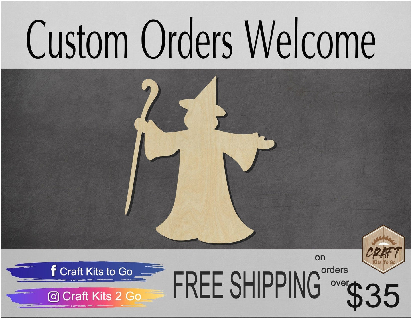 Wizard Wood Cutouts Magic Magician DIY Paint #2199 - Multiple Sizes Available - Unfinished wood Cutout Shapes