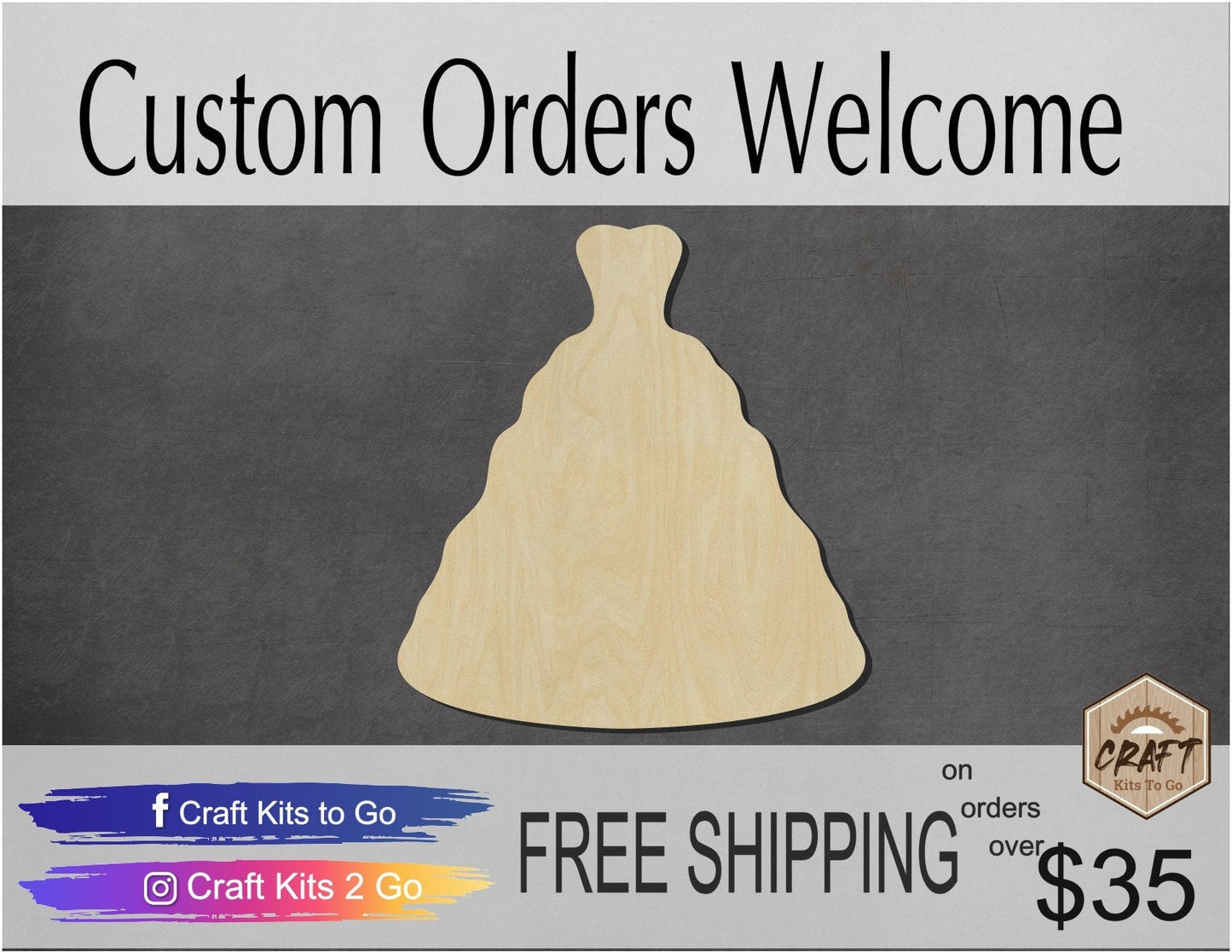 Wedding Dress Wood Cutouts DIY Paint Wedding Bridal Shower Brides Maid #2179 - Multiple Sizes Available - Unfinished wood Cutout Shapes