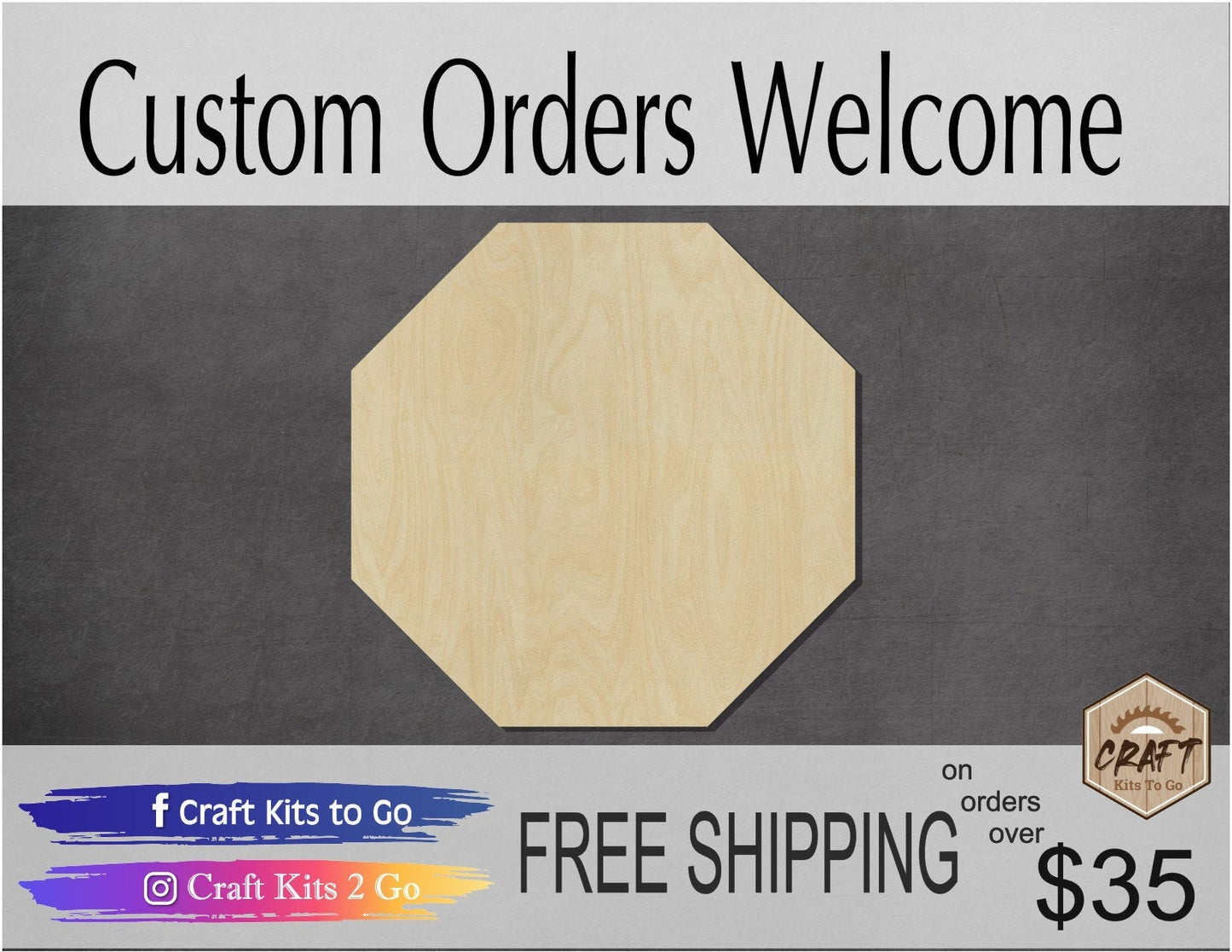 Octagon wood shape wood cutouts shape cutouts DIY Paint kit #1793 - Multiple Sizes Available - Unfinished Wood Cutout Shapes