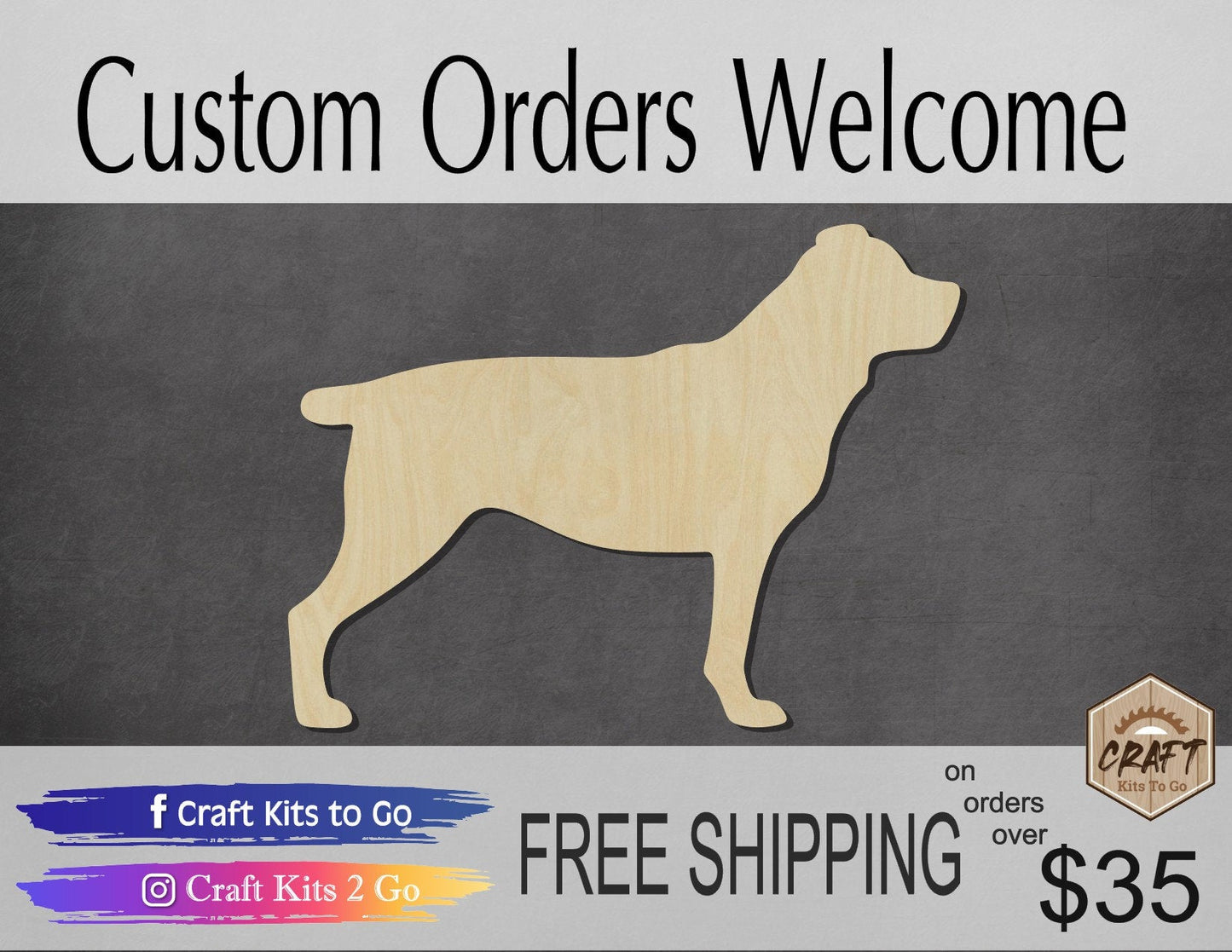 Rottweiler wood shape wood cutouts Dog cutouts animal cutouts DIY paint kit #1934 - Multiple Sizes Available - Unfinished Wood Cutout Shapes