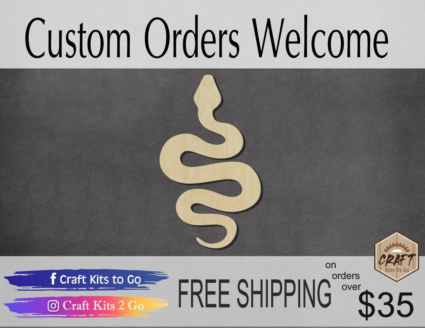 Snake wood cutouts wood shapes animal cutouts DIY paint kit #2024 - Multiple Sizes Available - Unfinished Wood Cutout Shapes
