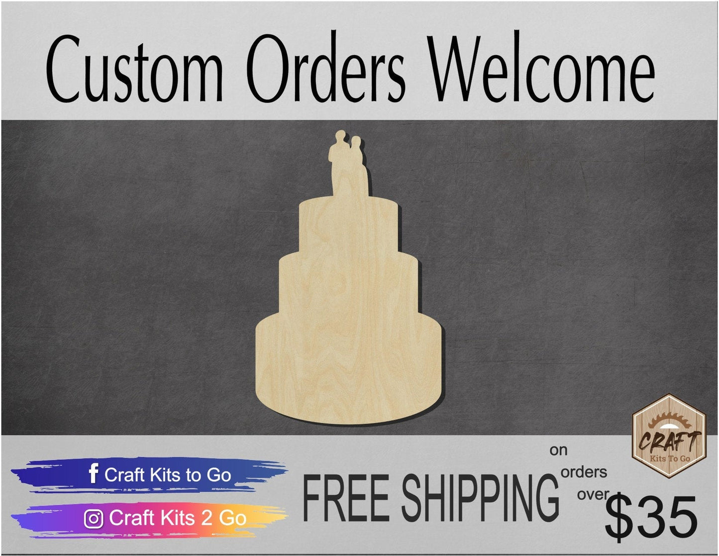 Wedding Cake Wood Cutouts Bridal Shower Brides Maid Bride DIY paint #2178 - Multiple Sizes Available - Unfinished wood Cutout Shapes