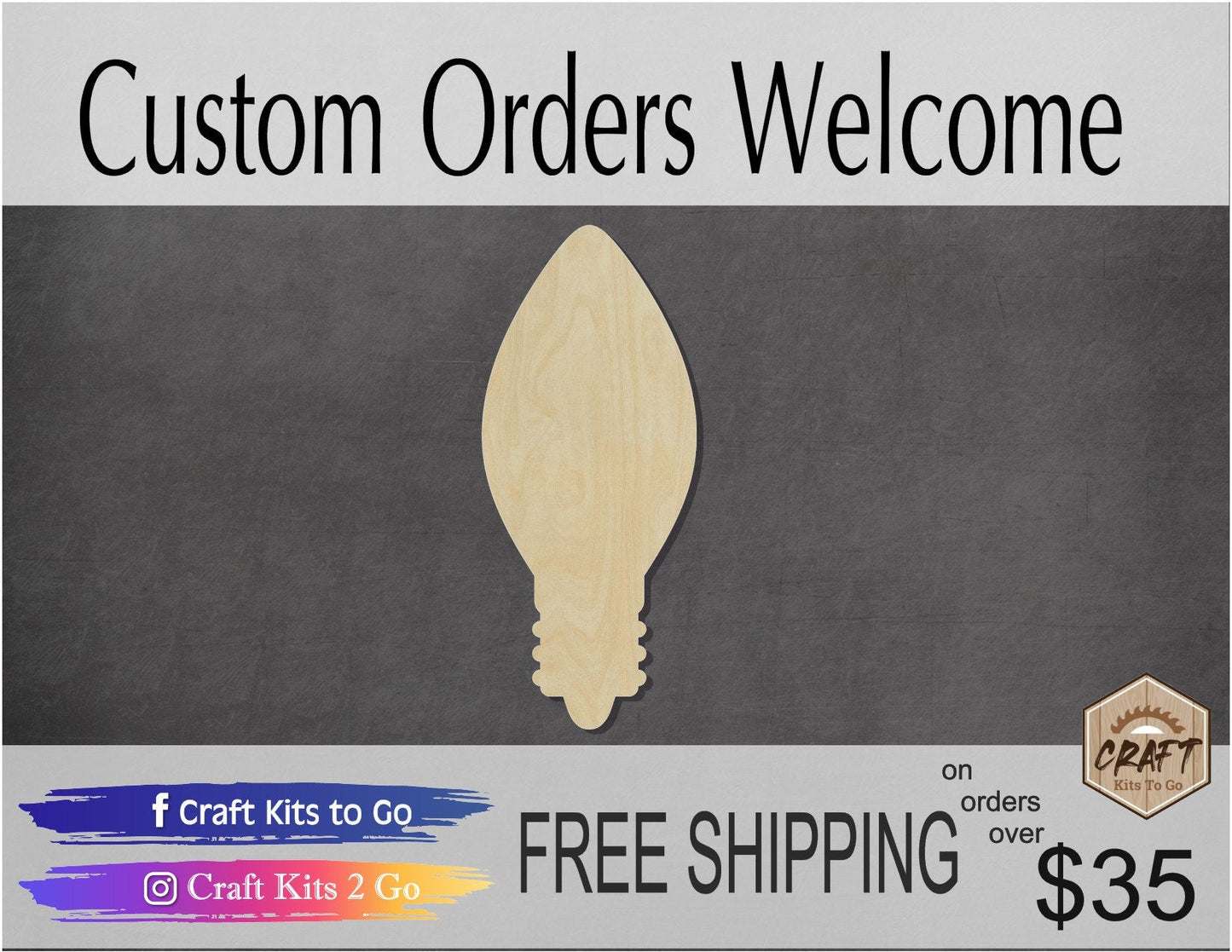 Christmas Light Bulb Christmas time blank wood cutouts Christmas Craft DIY #1309 - Multiple Sizes Available - Unfinished Cutout Shapes