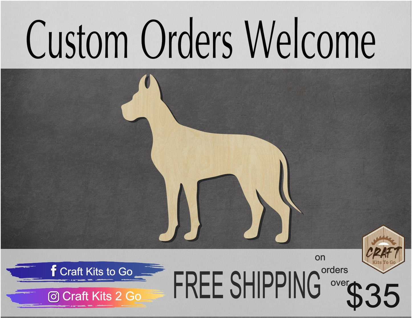 Great Dane dog wood cutout Pets animal cutouts mans best friend DIY paint #1554 - Multiple Sizes Available - Unfinished wood cutouts shapes