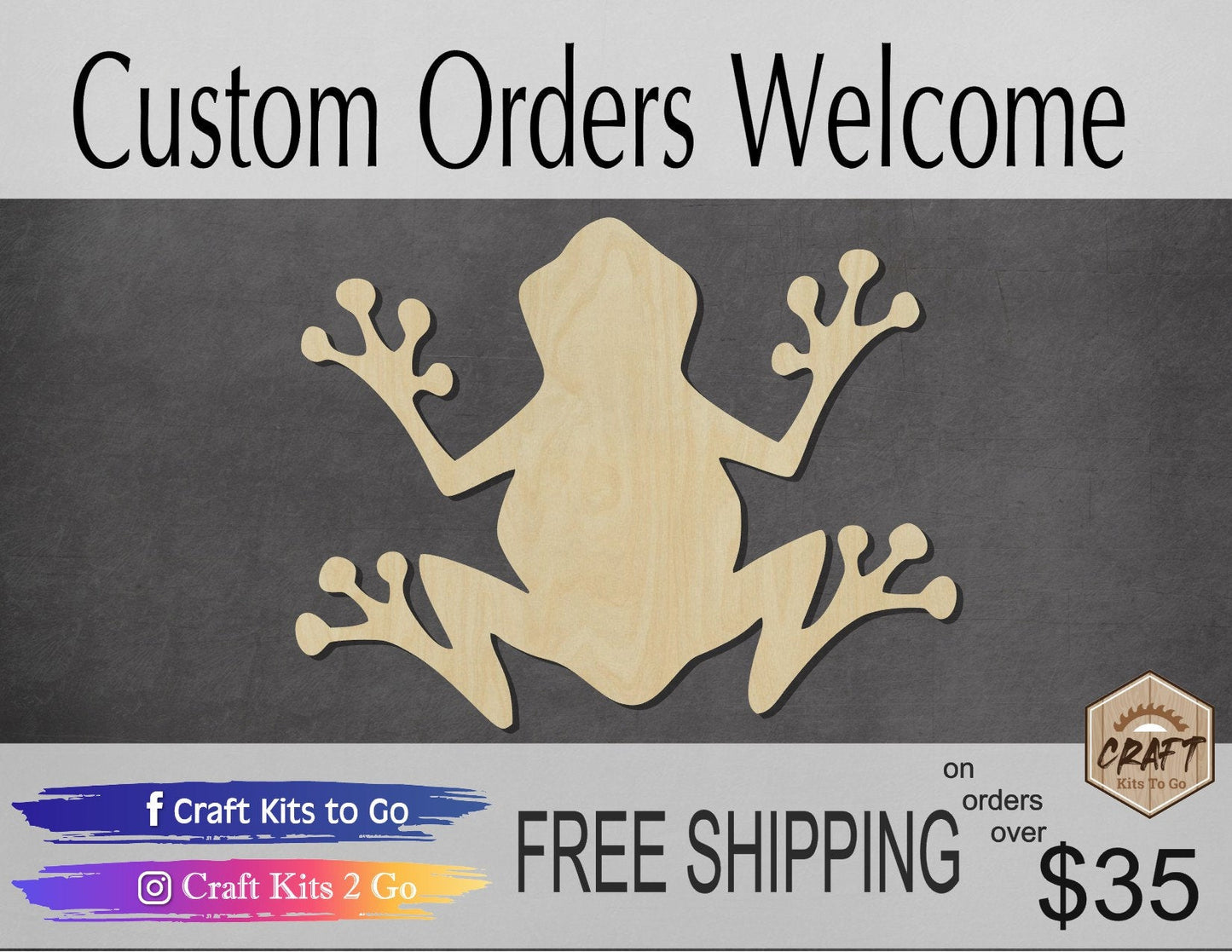 Kokopelli Frog wood shape wood cutouts #2301 - Multiple Sizes Available - Unfinished Wood Cutout Shapes