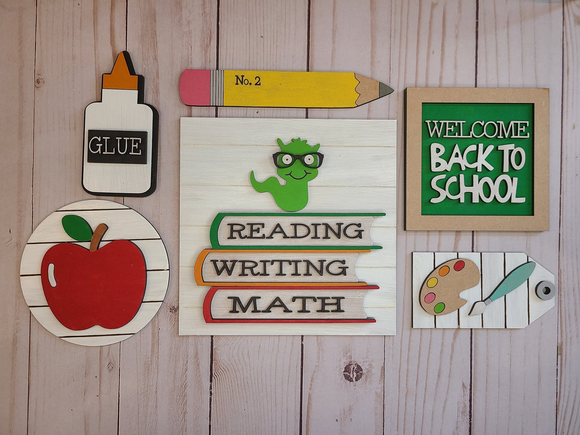 Welcome back to school DIY Craft Kit #2547 Multiple Sizes Available - Unfinished Wood Cutout Shapes