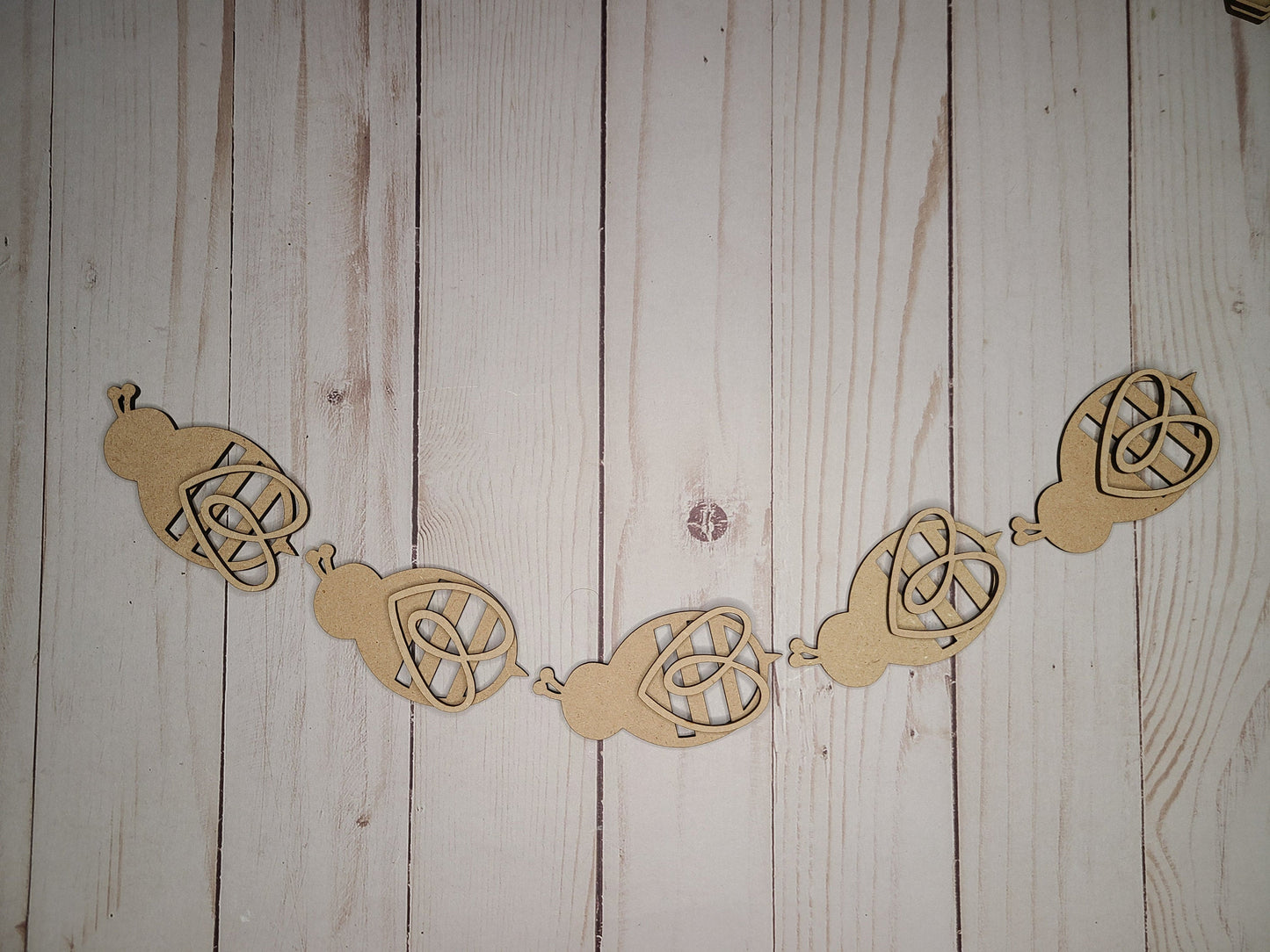Bee Bunting Banner Honey Bee Comb Craft Kit for adults #2776 - Multiple Sizes Available - Unfinished Wood Cutout Shapes