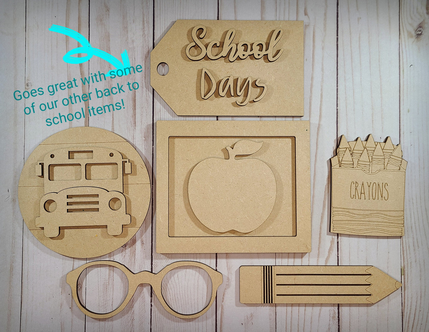 School Bus Round Back to School DIY Craft Kit #2306 - Multiple Sizes Available - Unfinished Wood Cutout Shapes
