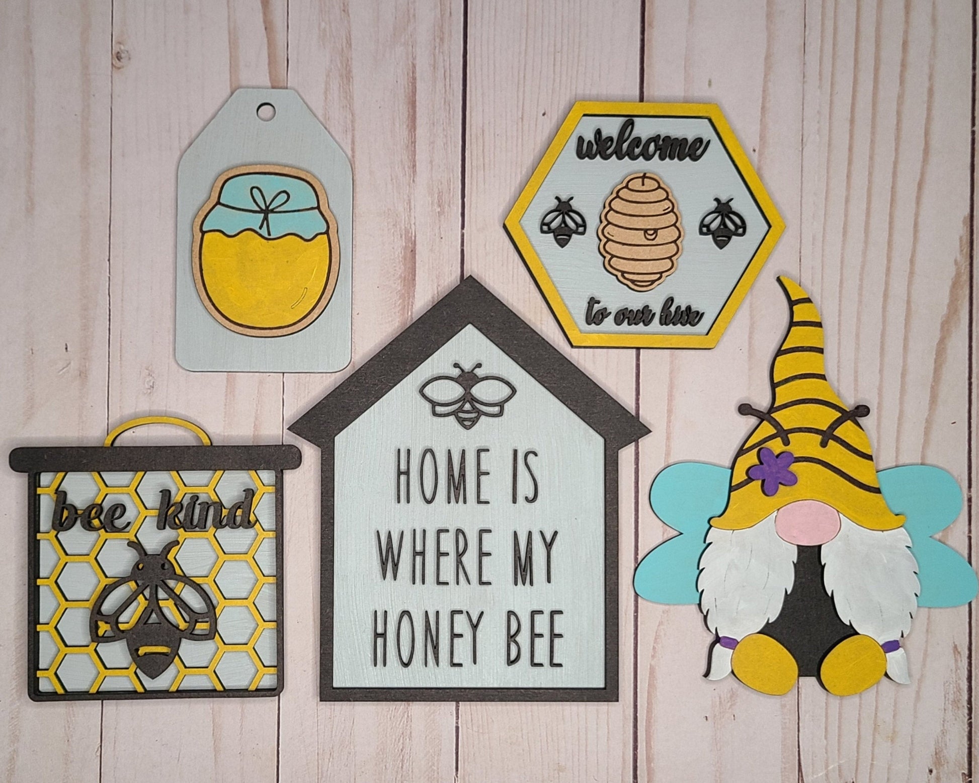 Home is where my Honey Bee Craft Kit Bee Decor Honey Bee Craft Kit #2688 - Multiple Sizes Available - Unfinished Wood Cutout Frames