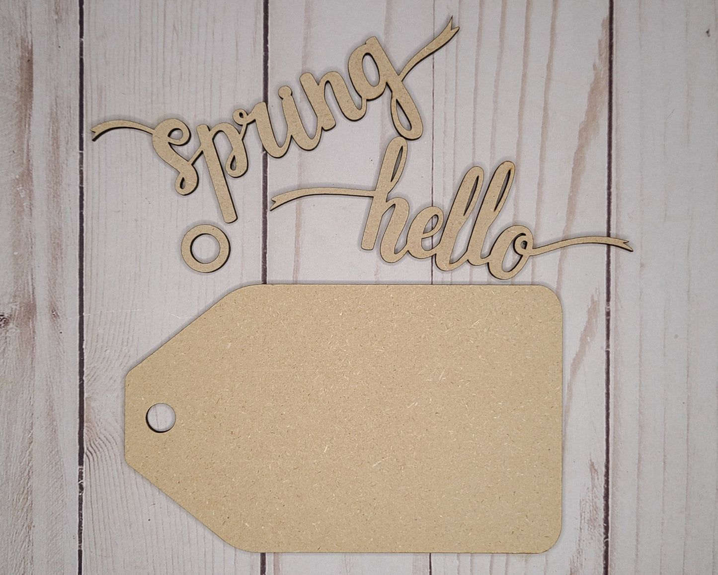 Hello Spring Tag Paint Kit DIY Craft Kit #2672 - Multiple Sizes Available - Unfinished Wood Cutout Shapes