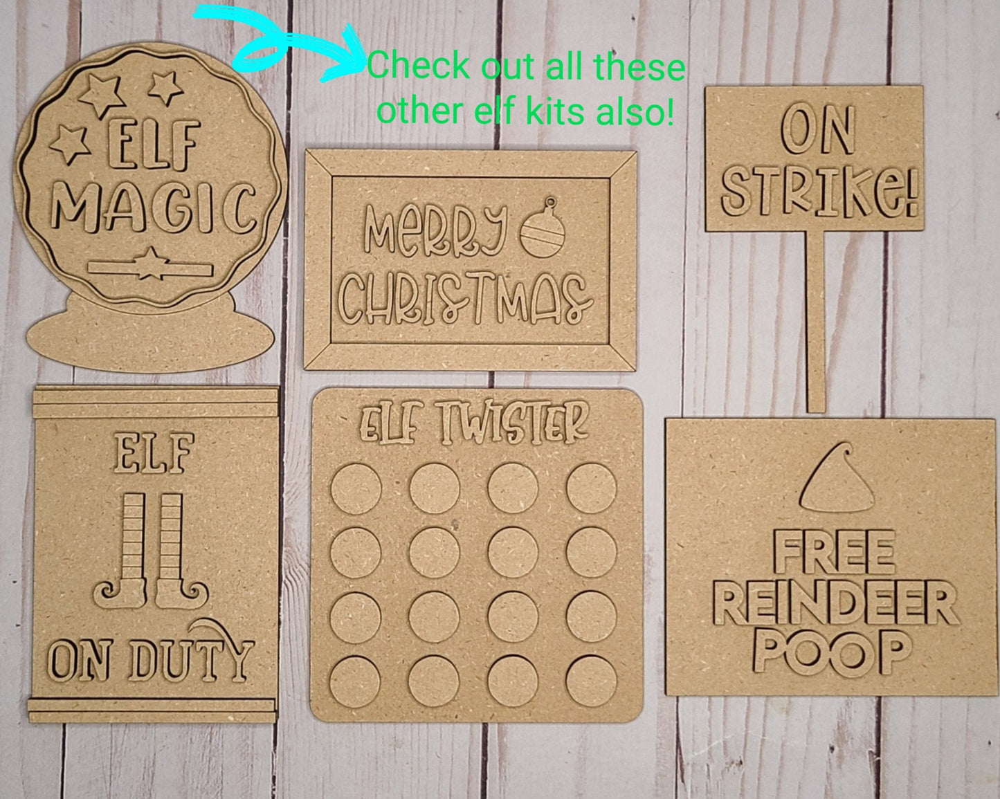 Elf on Strike Kit Christmas Elf Red Elf Decor DIY Paint kit #2814 - Multiple Sizes Available - Unfinished Wood Cutout Shapes