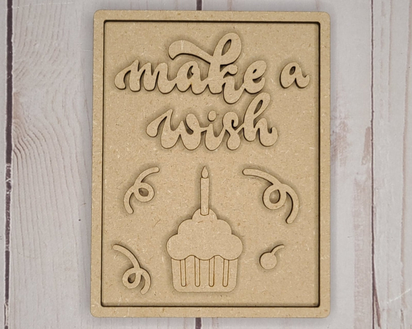 Make A Wish Birthday Decor Kit DIY Paint kit #2664 - Multiple Sizes Available - Unfinished Wood Cutout Shapes