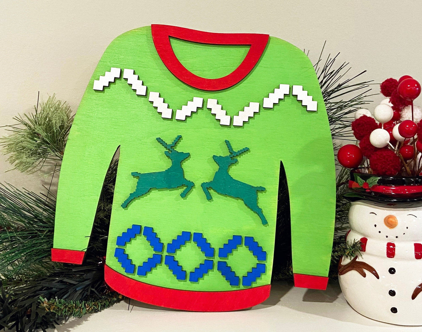 Ugly Sweater #1 Christmas Craft Kit Decor Kit DIY Paint kit #2473 - Multiple Sizes Available - Unfinished Wood Cutout Shapes