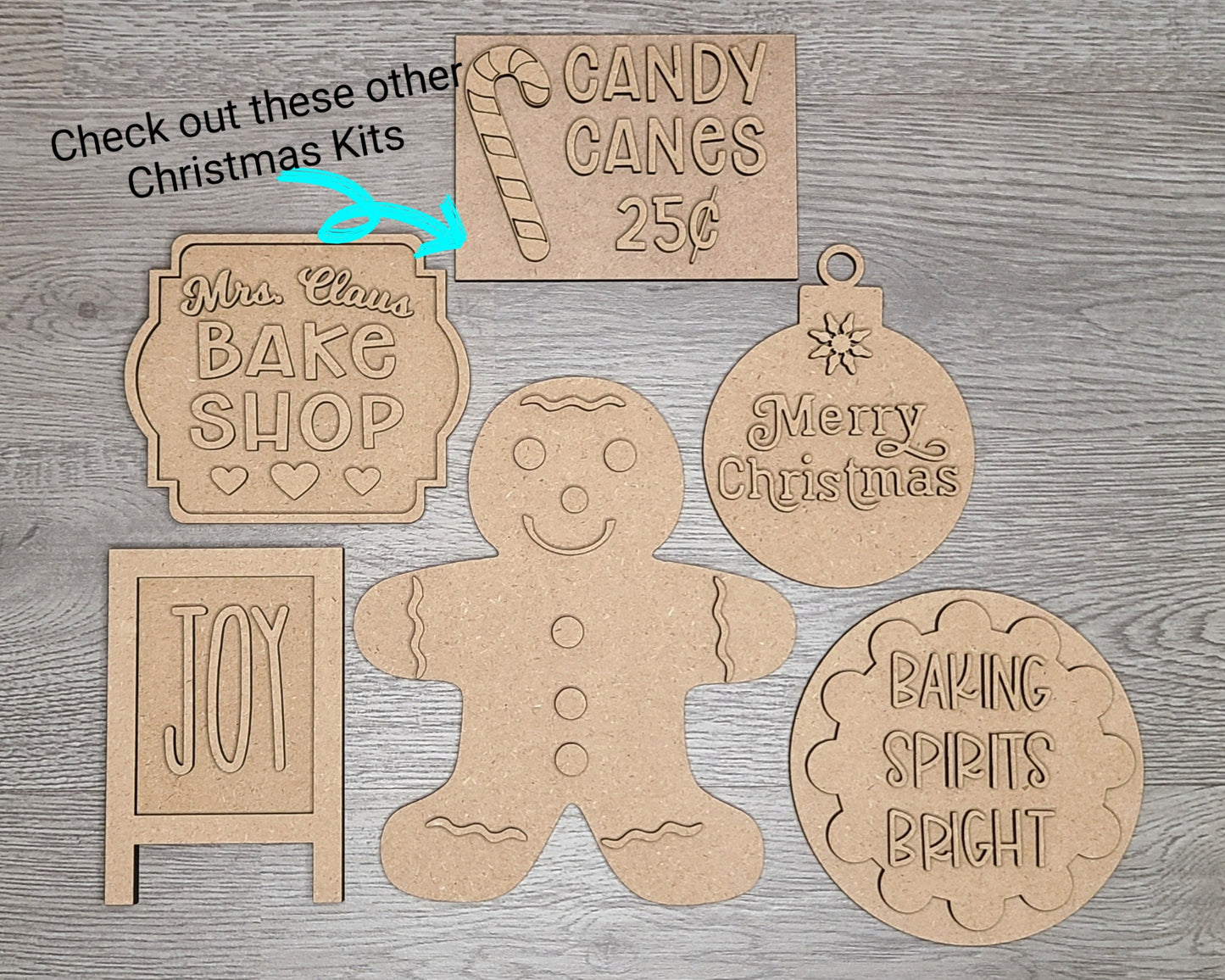 Baking Spirits Bright Christmas Elf Decor DIY Paint kit #2803 - Multiple Sizes Available - Unfinished Wood Cutout Shapes