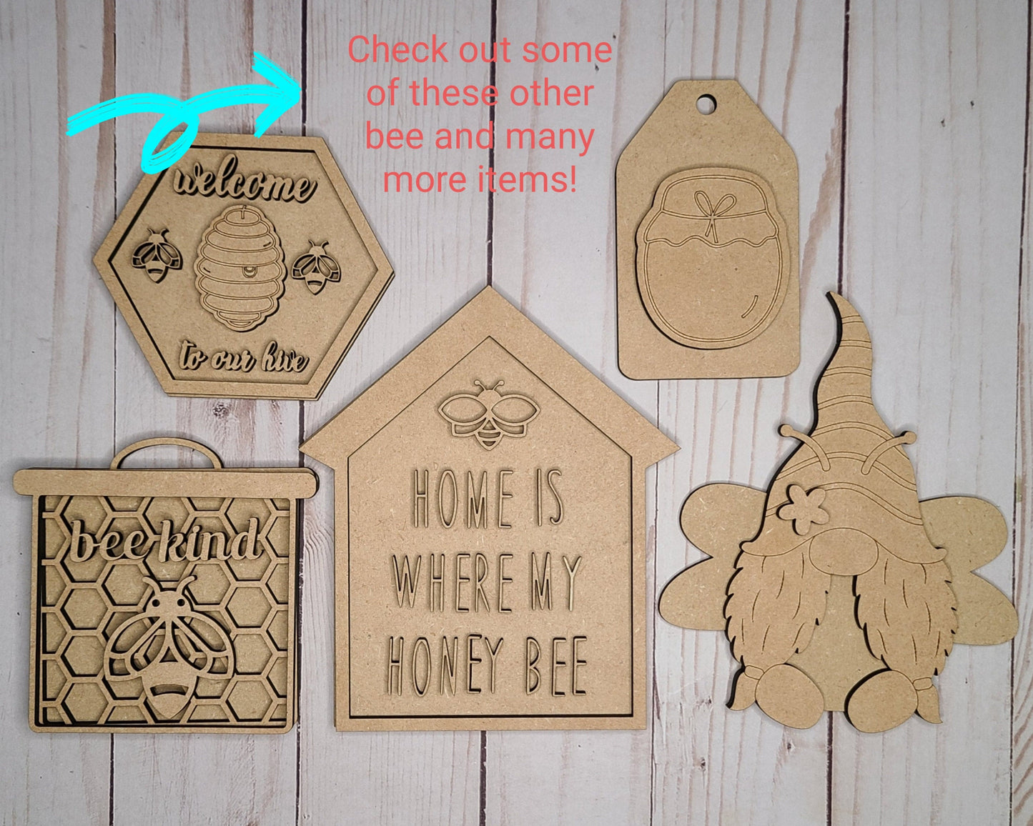 Welcome to our Hive Craft Kit Bee Decor Honey Bee Craft Kit #2686 - Multiple Sizes Available - Unfinished Wood Cutout Frames