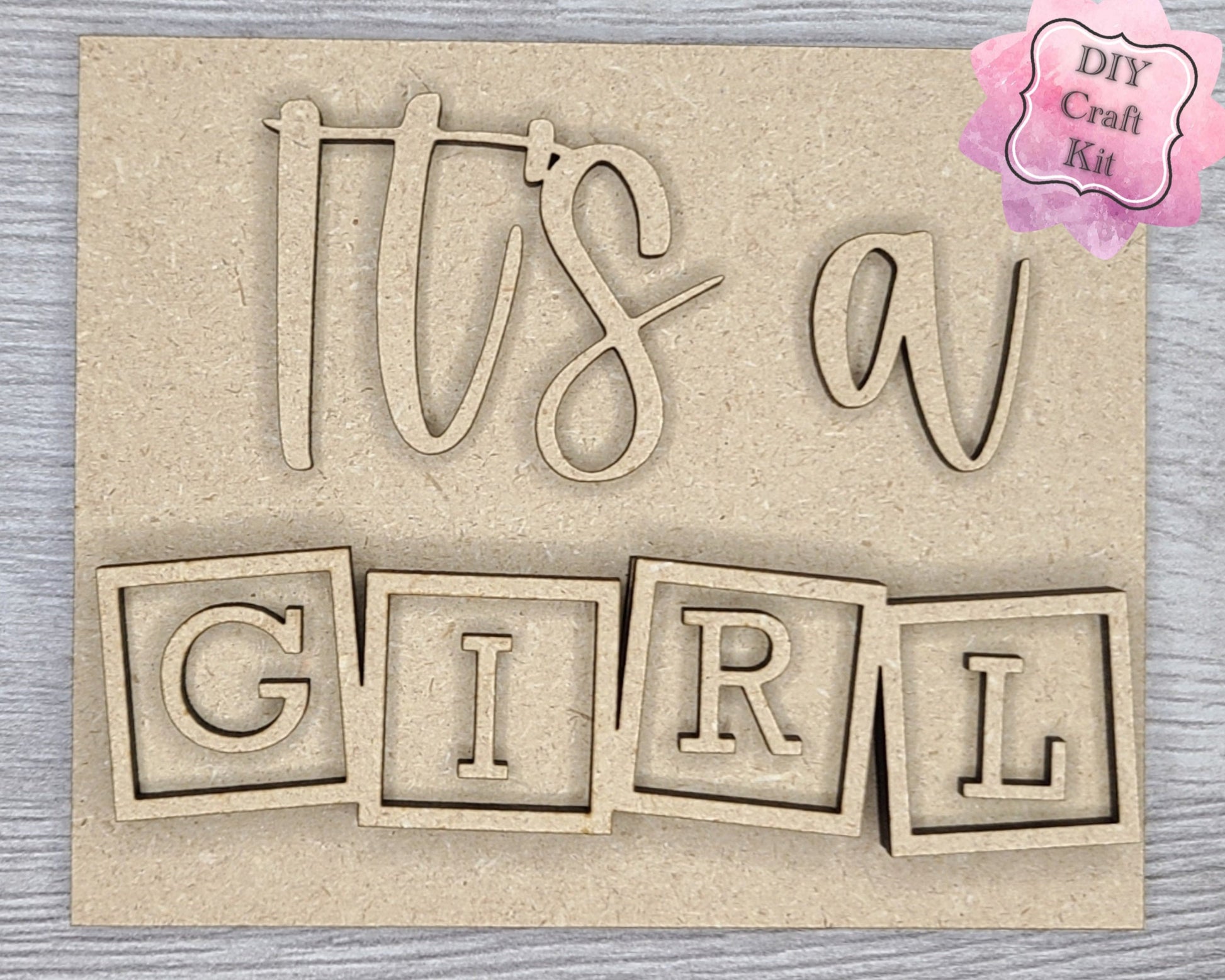 Its a Girl Baby Shower DIY Craft Kit #2893 - Multiple Sizes Available - Unfinished Wood Cutout Shapes
