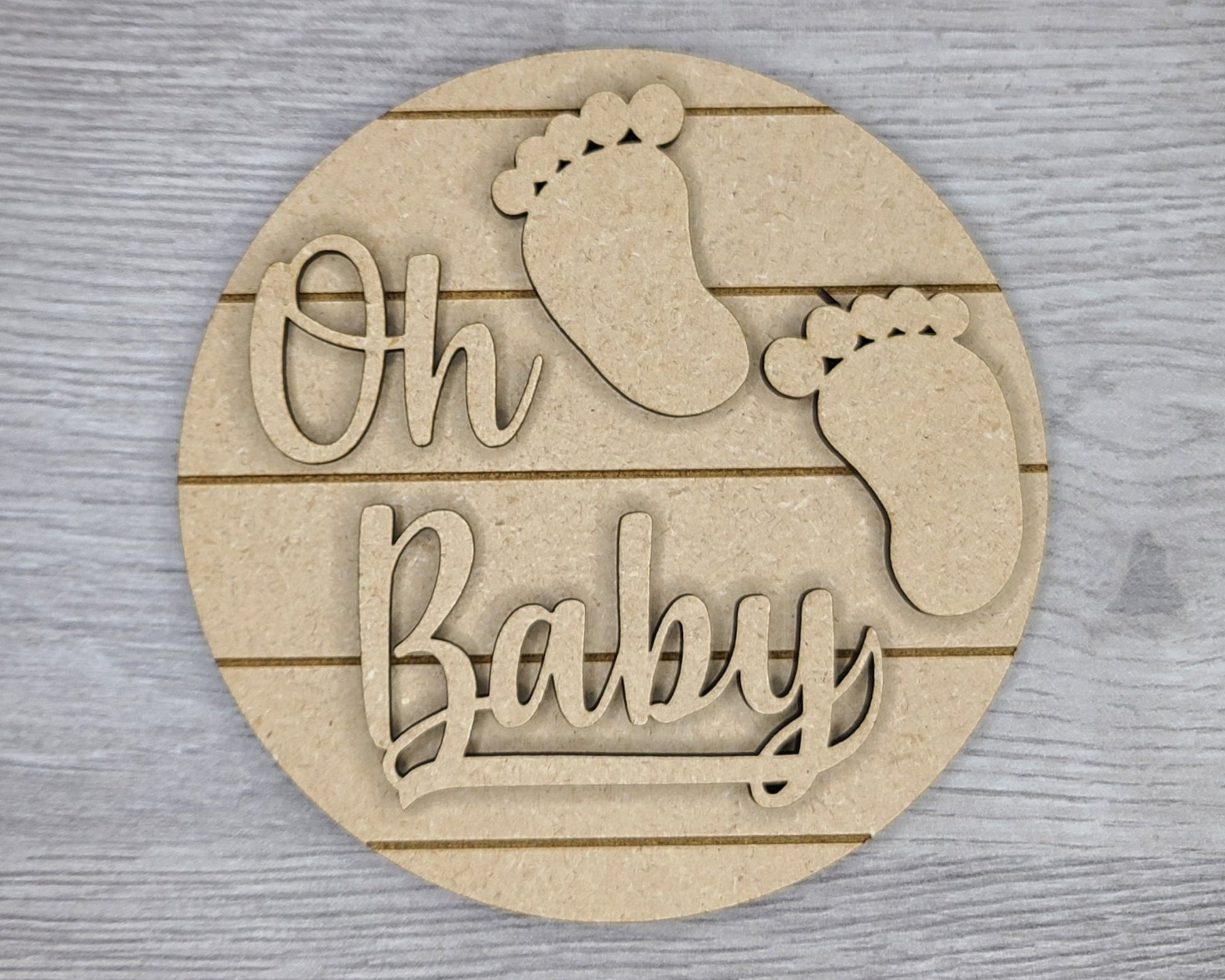 OH BABY! Baby Shower DIY Craft Kit #2894 - Multiple Sizes Available - Unfinished Wood Cutout Shapes