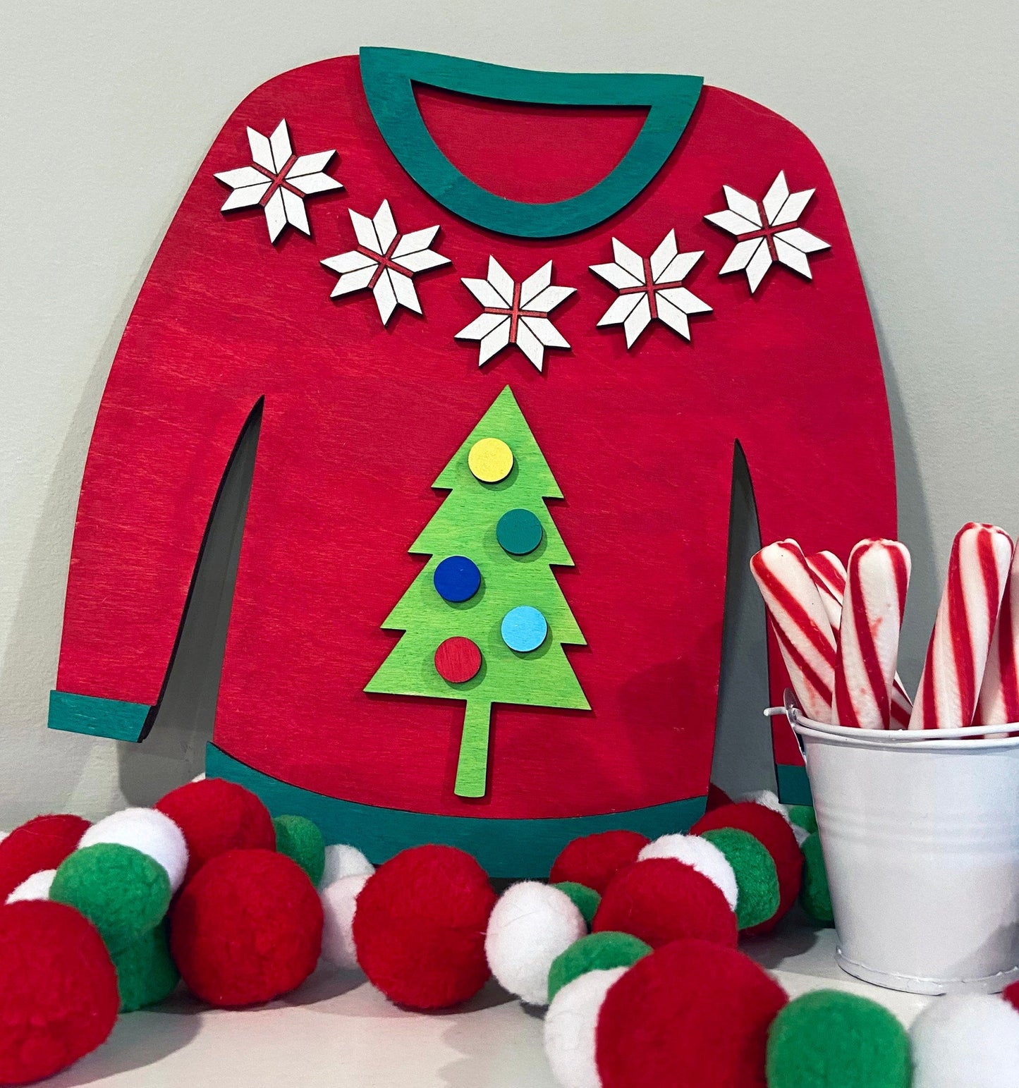 Ugly Sweater #1 Christmas Craft Kit Decor Kit DIY Paint kit #2473 - Multiple Sizes Available - Unfinished Wood Cutout Shapes