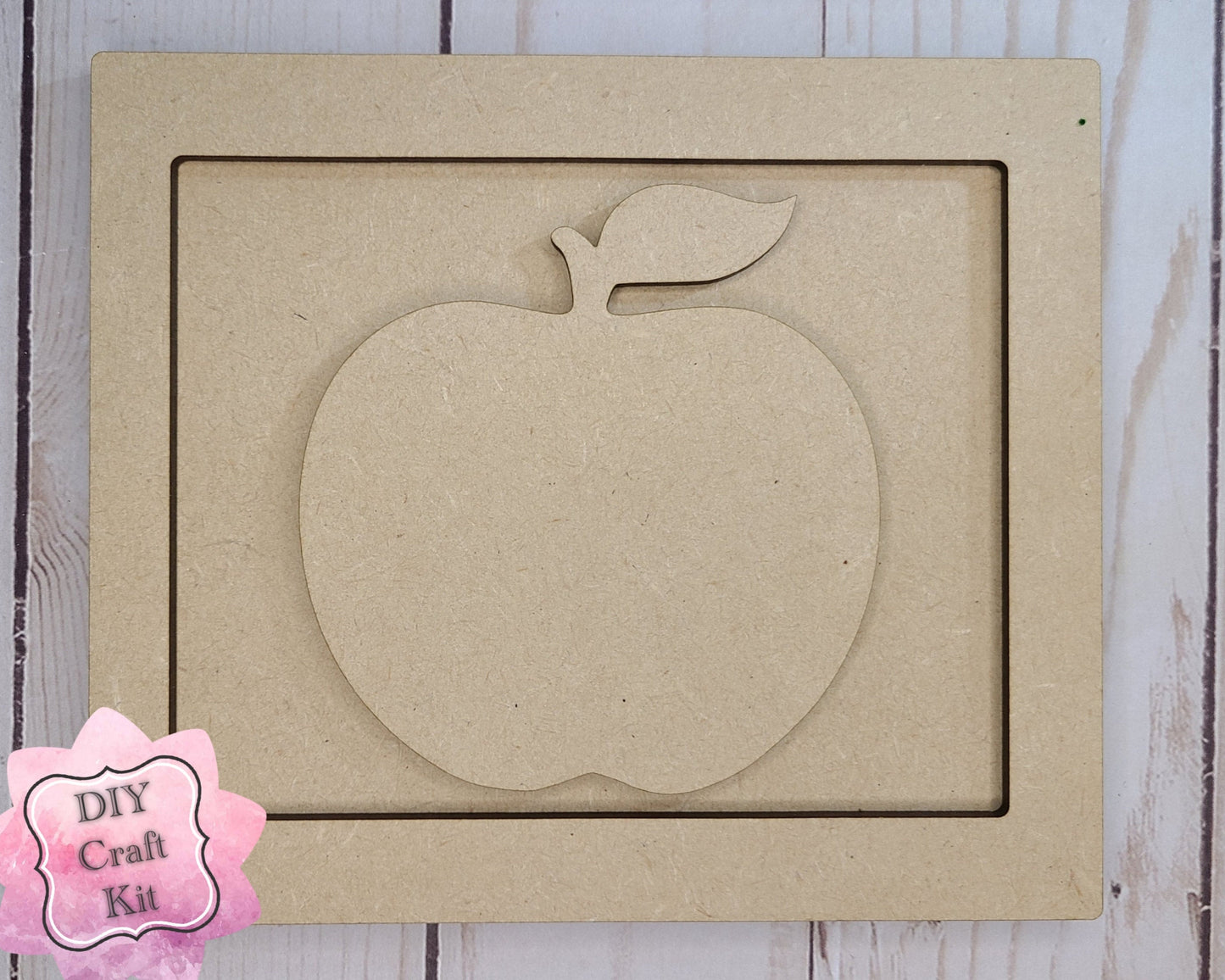 Apple Framed Back to School DIY Craft Kit #2308 - Multiple Sizes Available - Unfinished Wood Cutout Shapes