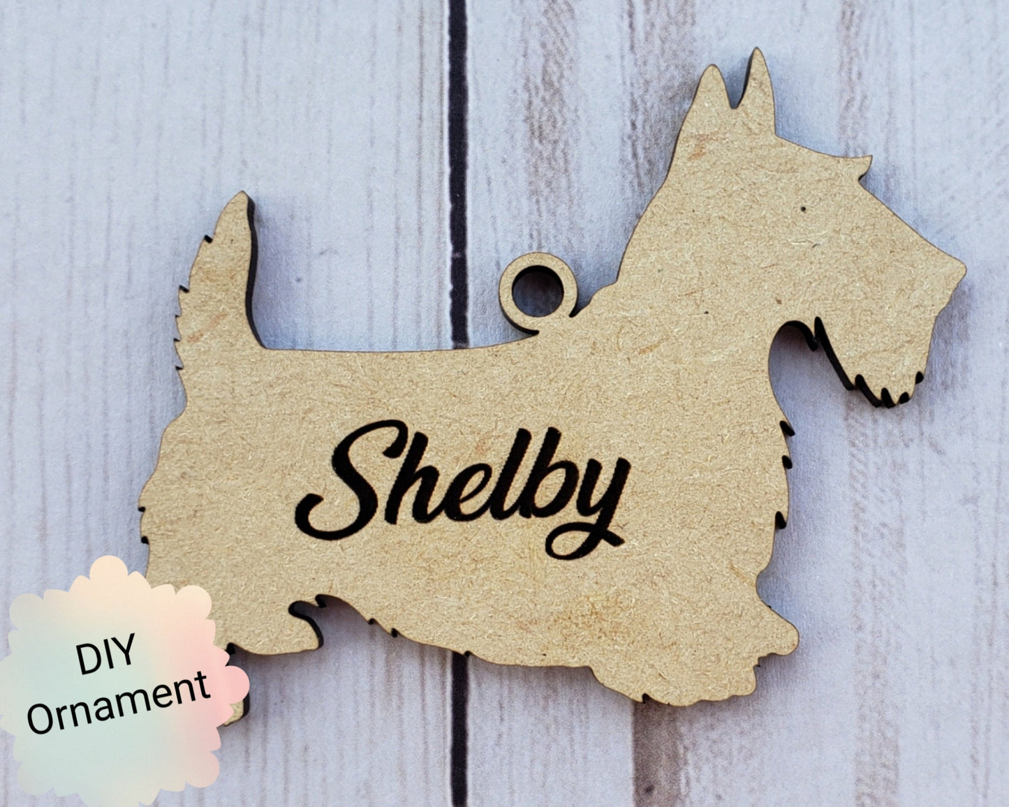 Scottie Ornament Wood Shape wood cutouts Scottish Terrier DIY paint kit #2438 - Multiple Sizes Available - Unfinished Wood Cutout Shapes
