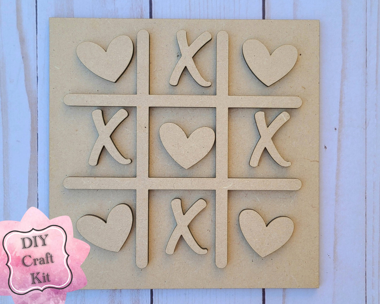 XOXO Tic Tac Toe Valentine DIY Paint kit #2497 - Multiple Sizes Available - Unfinished Wood Cutout Shapes