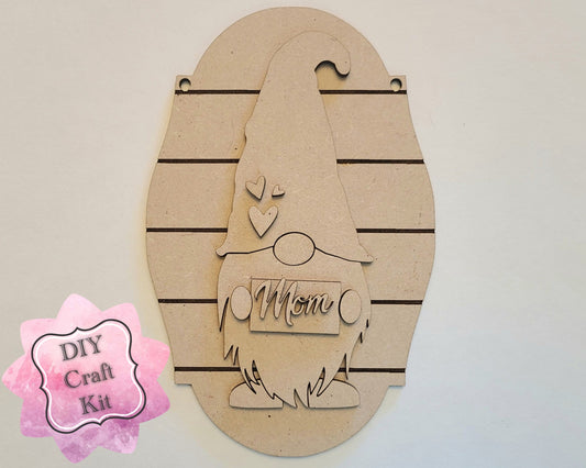 Mom Gnome Kit Craft Night Crafty Craft Kit #2518 - Multiple Sizes Available - Unfinished Wood Cutout Shapes