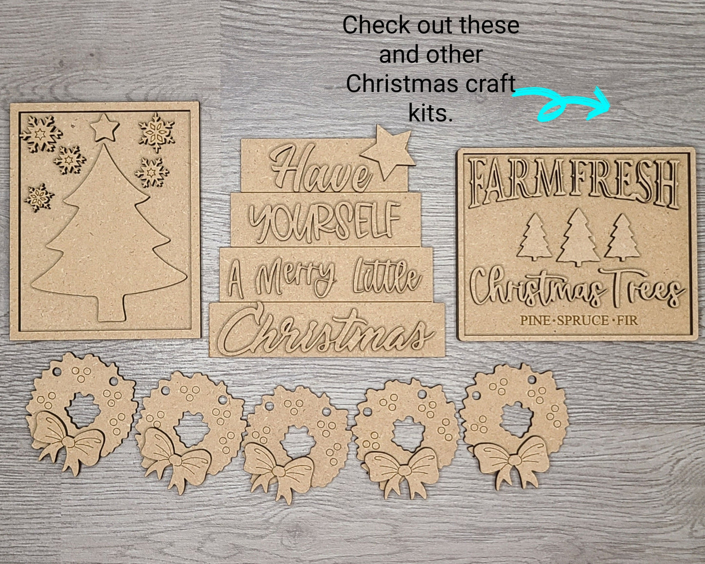 Christmas Tree Farm Christmas Decor DIY Paint kit #2887 - Multiple Sizes Available - Unfinished Wood Cutout Shapes