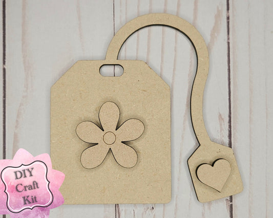 Tea Bag Tea Party Craft DIY Paint Party Kit Craft Kit for Adults #2626 - Multiple Sizes Available - Unfinished Wood Cutout Shapes