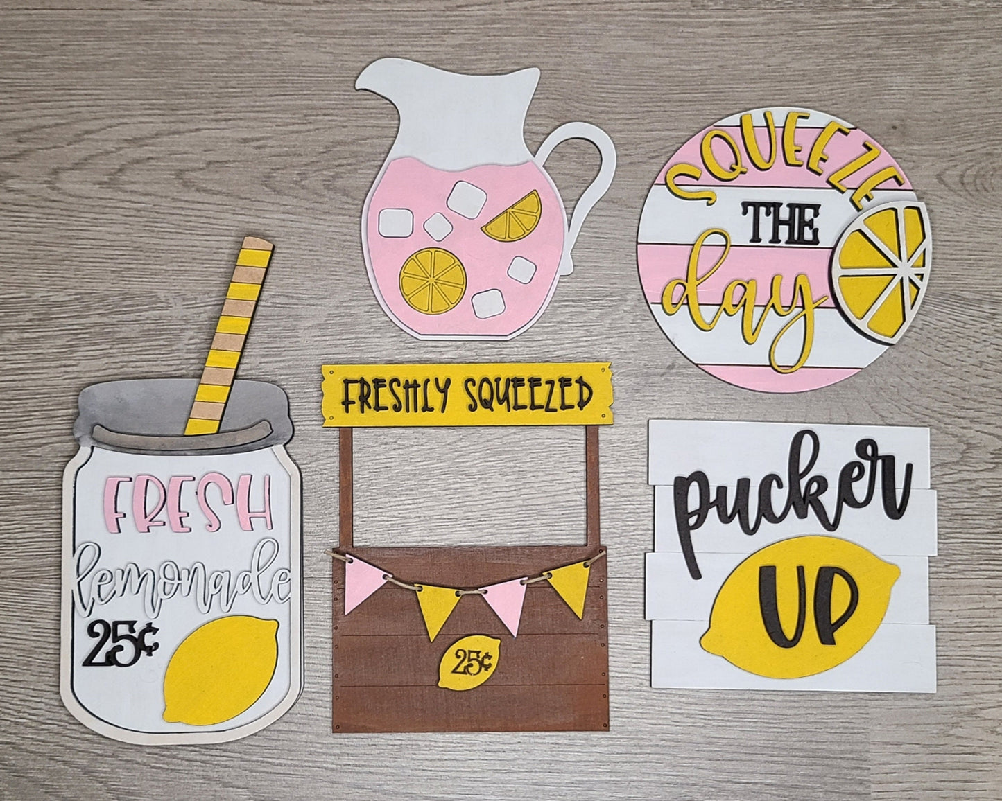 Lemonade Pitcher Craft Kit Paint Kit Party Paint Kit #2704 - Multiple Sizes Available - Unfinished Wood Cutout Shapes