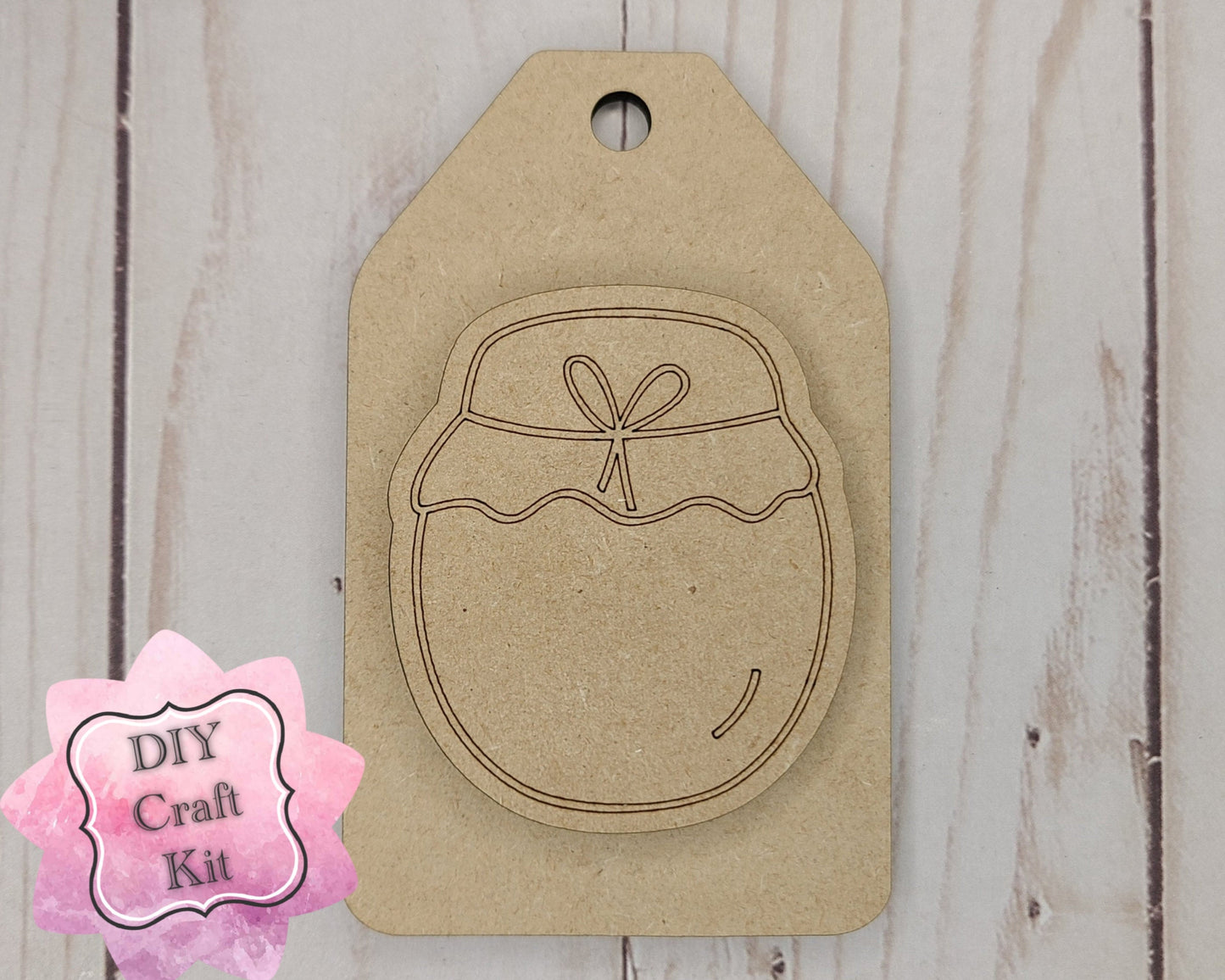 Jar of Honey Tag Craft Kit Bee Decor Honey Bee Craft Kit #2685 - Multiple Sizes Available - Unfinished Wood Cutout Frames