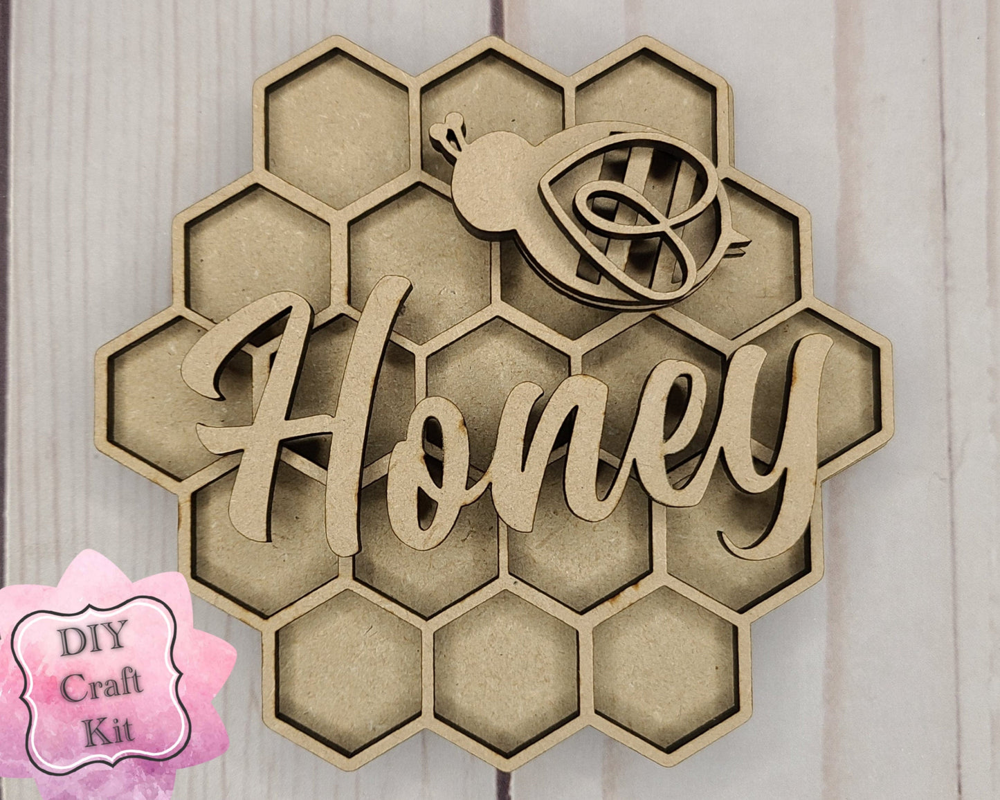 Honey Comb Honey Bee DIY Craft Kit #2774 - Multiple Sizes Available - Unfinished Wood Cutout Shapes