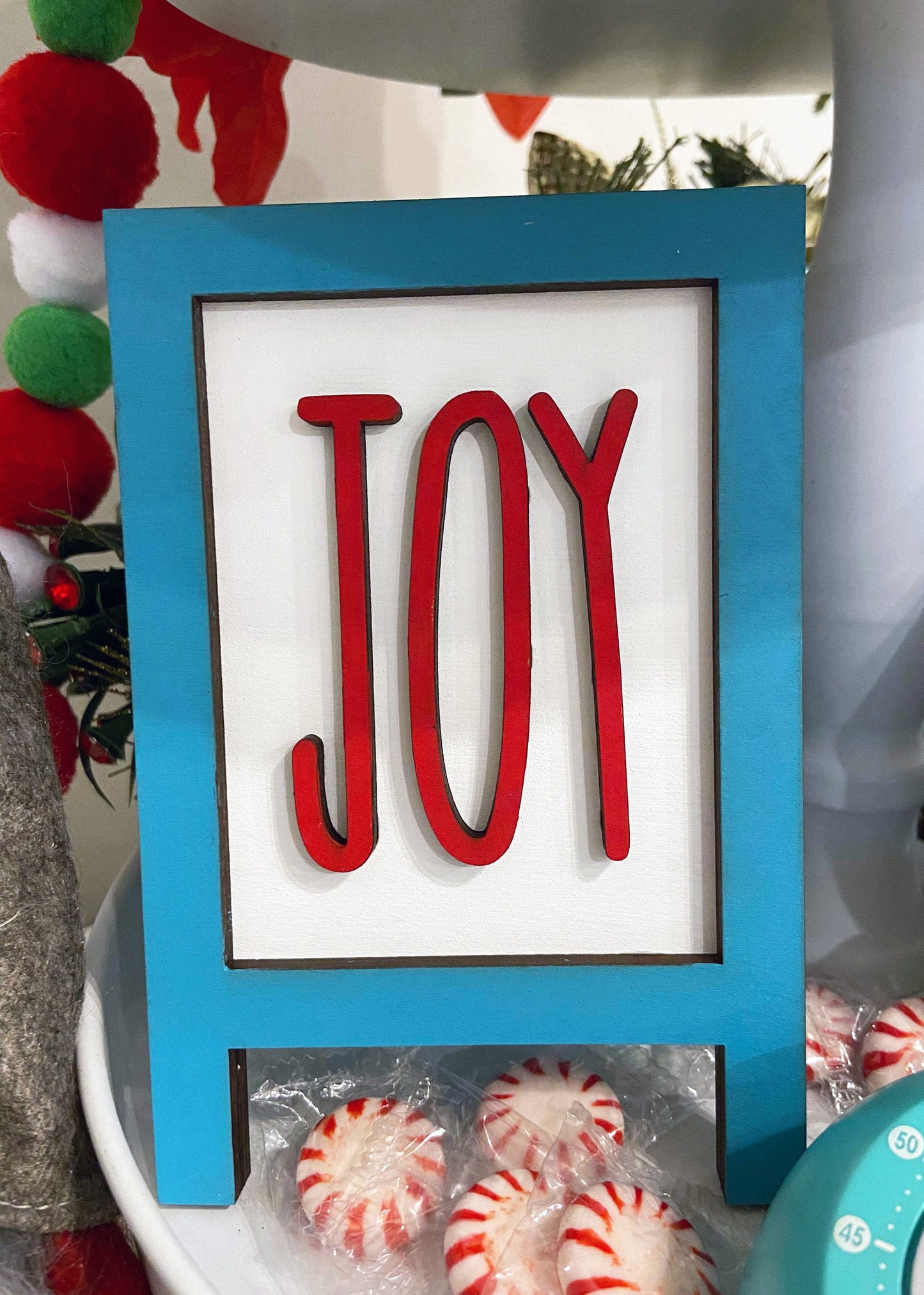 Joy Stand Christmas Decor DIY Paint kit #2808 - Multiple Sizes Available - Unfinished Wood Cutout Shapes